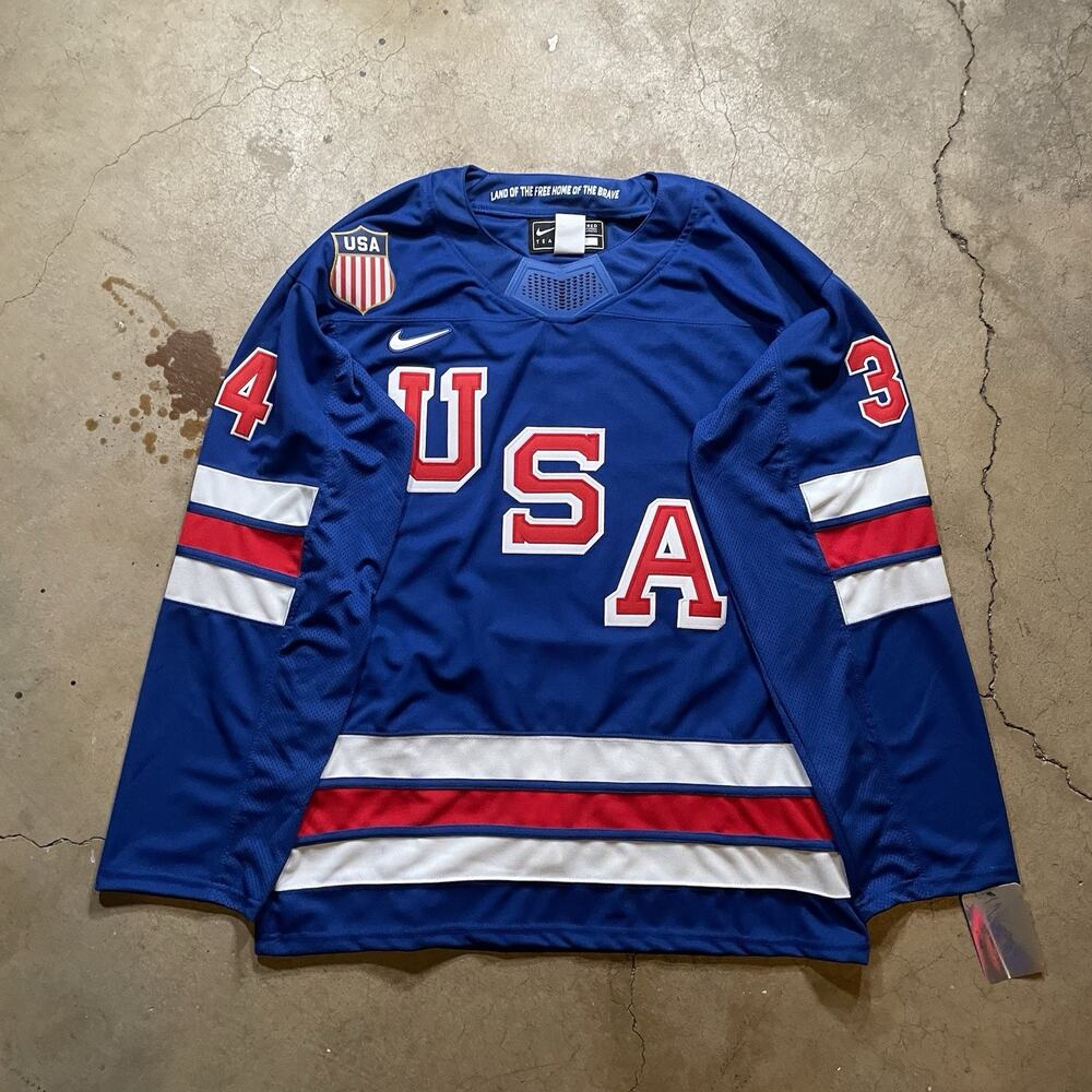 Auston Matthews #34 2026 Olympics Team USA Size XL Jersey Blue - Picture 2 of 8